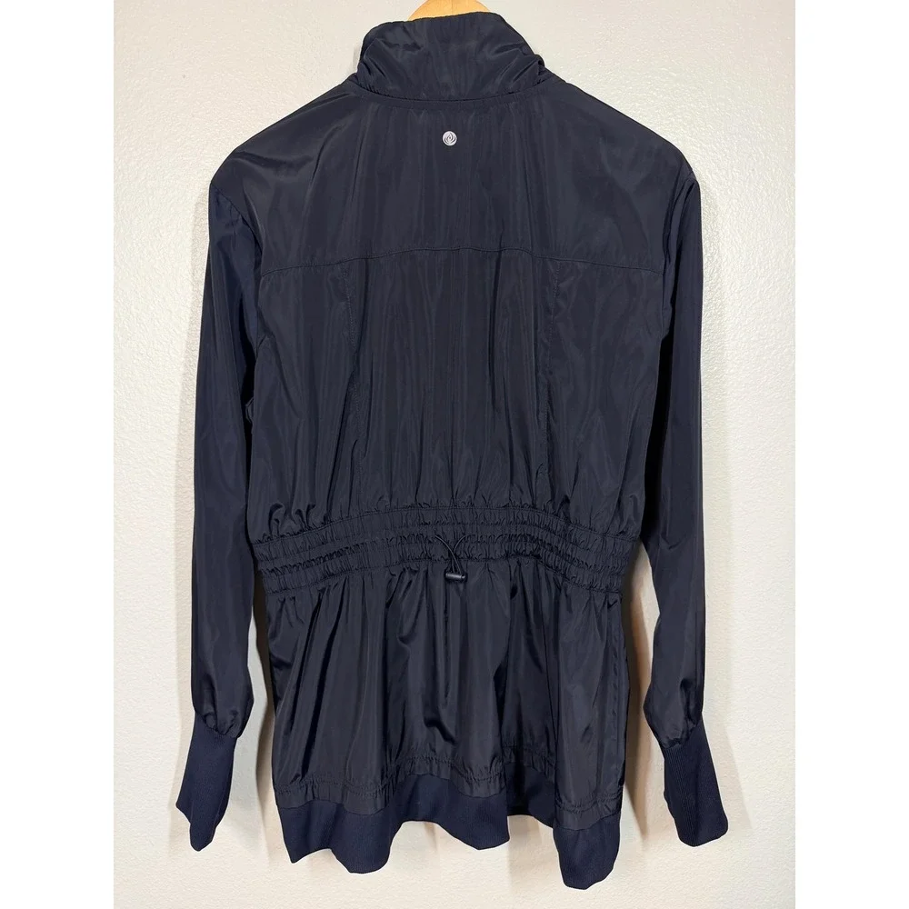 Apana Windbreaker Jacket Women XL Navy Blue Cinched‎ Waist Travel Classic